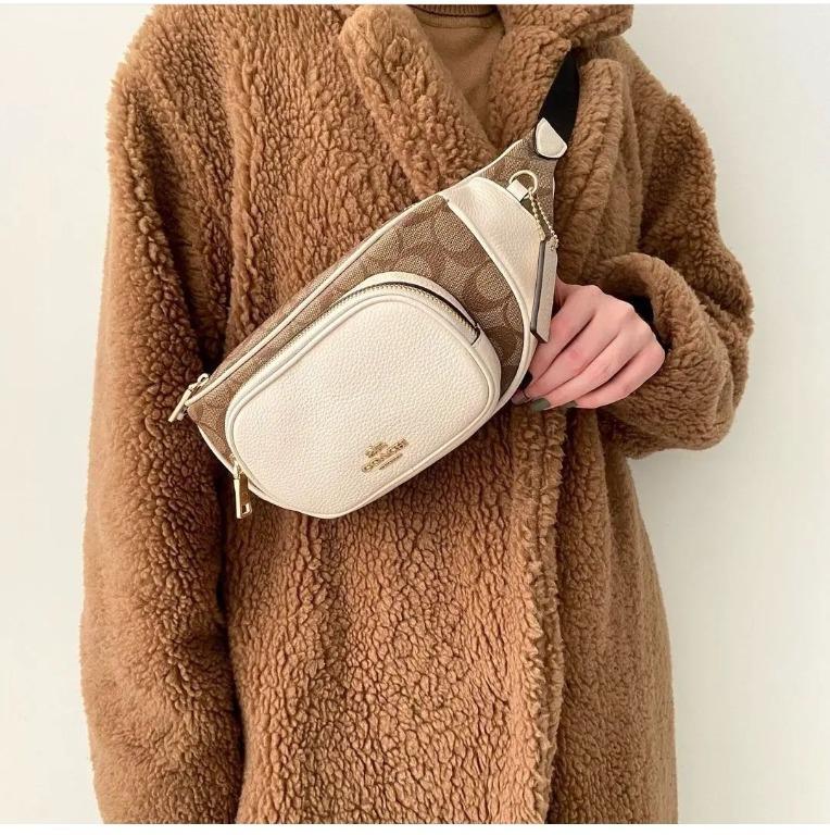 Original Coach Court Belt Bag In Signature Canvas 6548 Chalk Women #39 s