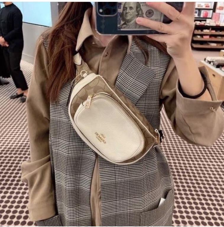 Original Coach Court Belt Bag In Signature Canvas 6548 Chalk Women #39 s