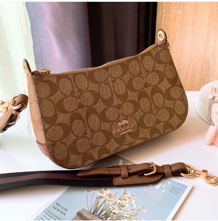 Coach - Authenticated Signature Sufflette Handbag - Cloth Brown for Women, Never Worn