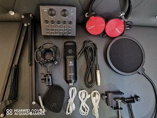 Original Kirin Bm800 Condenser microphone with V8 soundcard and Headphone sony
