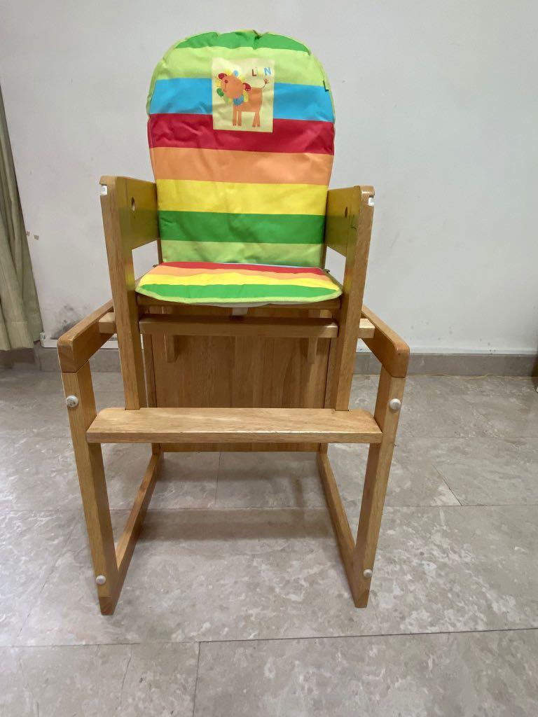 Preloved Mothercare toddler solid wood high chair with cushion