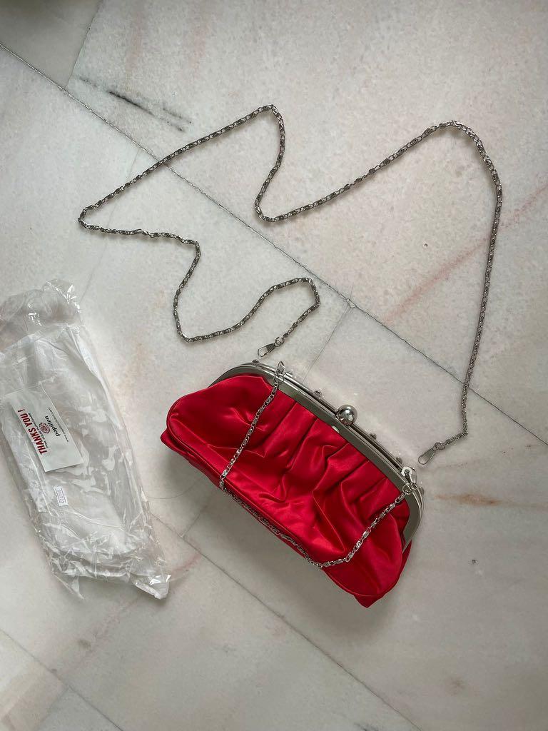 Red and clearance silver clutch bag