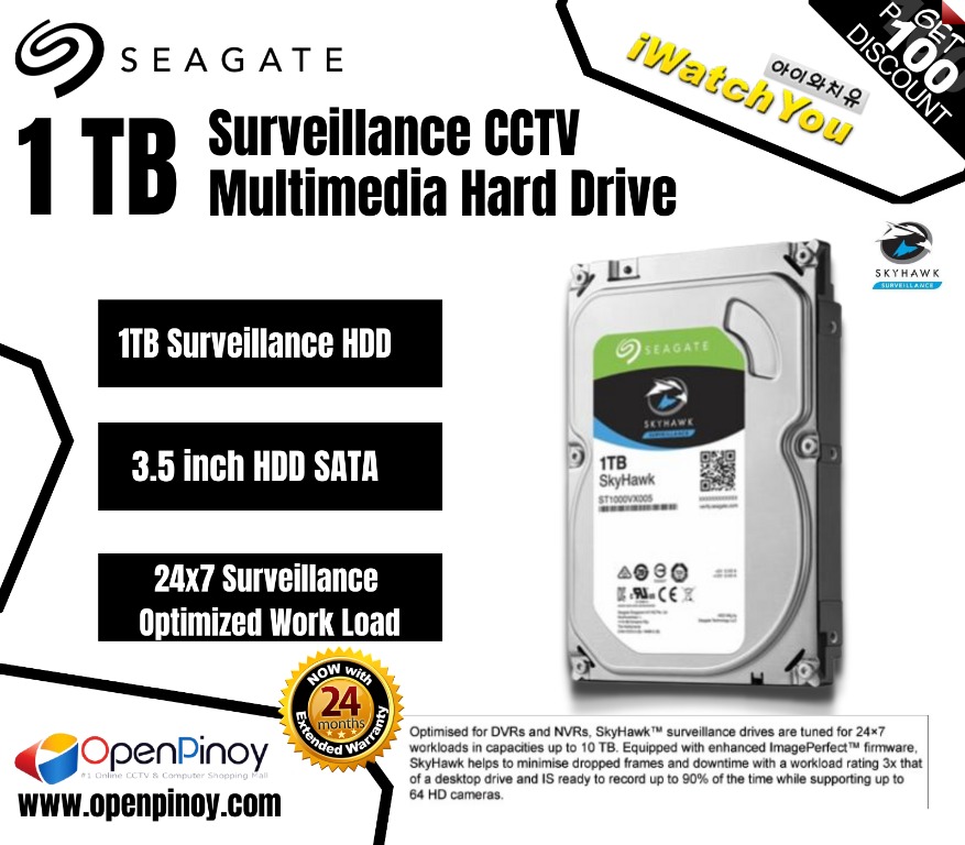 Seagate SKYHAWK 1TB Surveillance CCTV Multimedia Hard Drive, Furniture