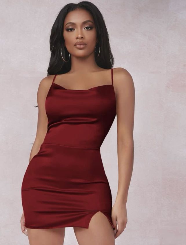 Shein maroon best sale dress