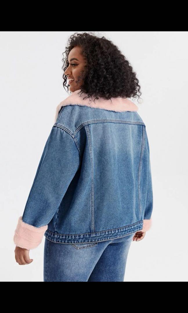 Girls borg denim jacket new arrivals