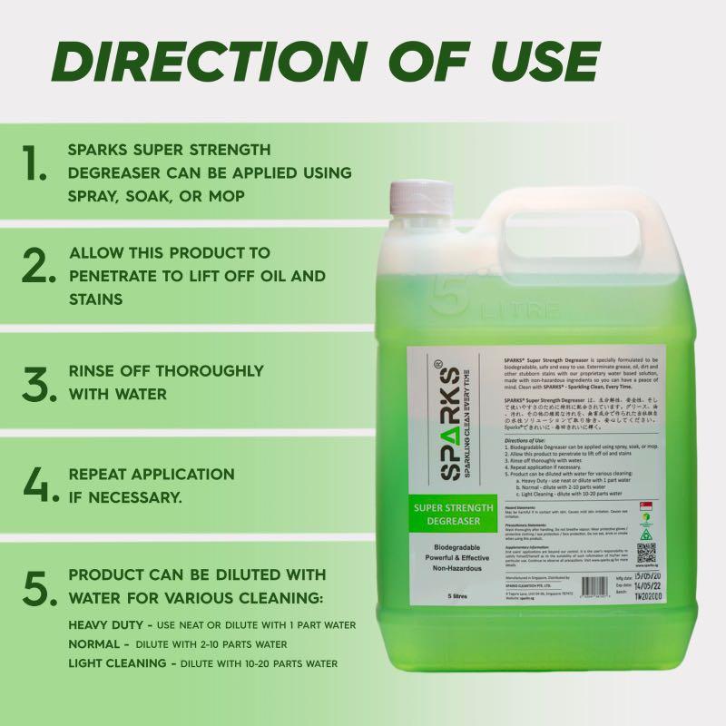 SPARKS Super Strength Degreaser (5 Litres) Bundle of 2 Set Free 500ml Empty Bottle with