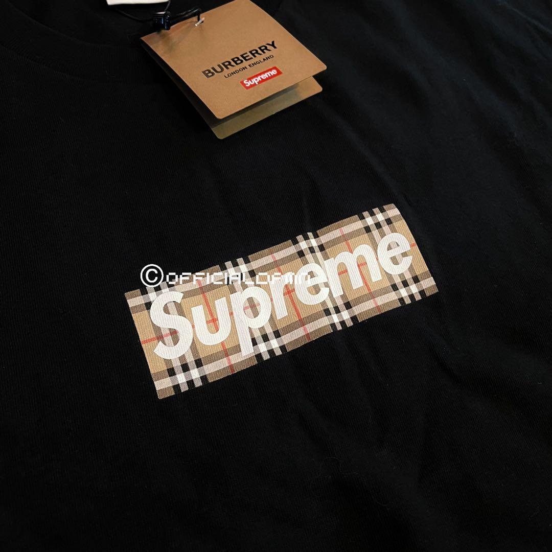 Supreme x Burberry Box Logo Tee 'Black' — Kick Game