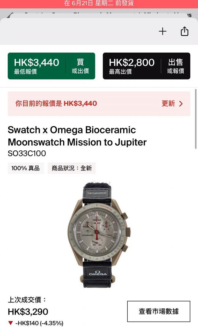 Swatch x omega Mission To Jupiter 木星SO33C100, 名牌, 手錶- Carousell