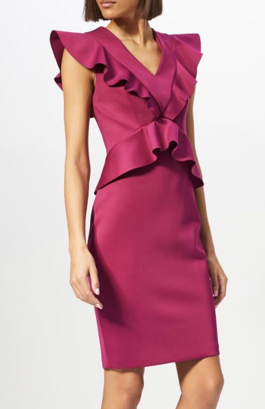 baker by ted baker pink and red peplum dress