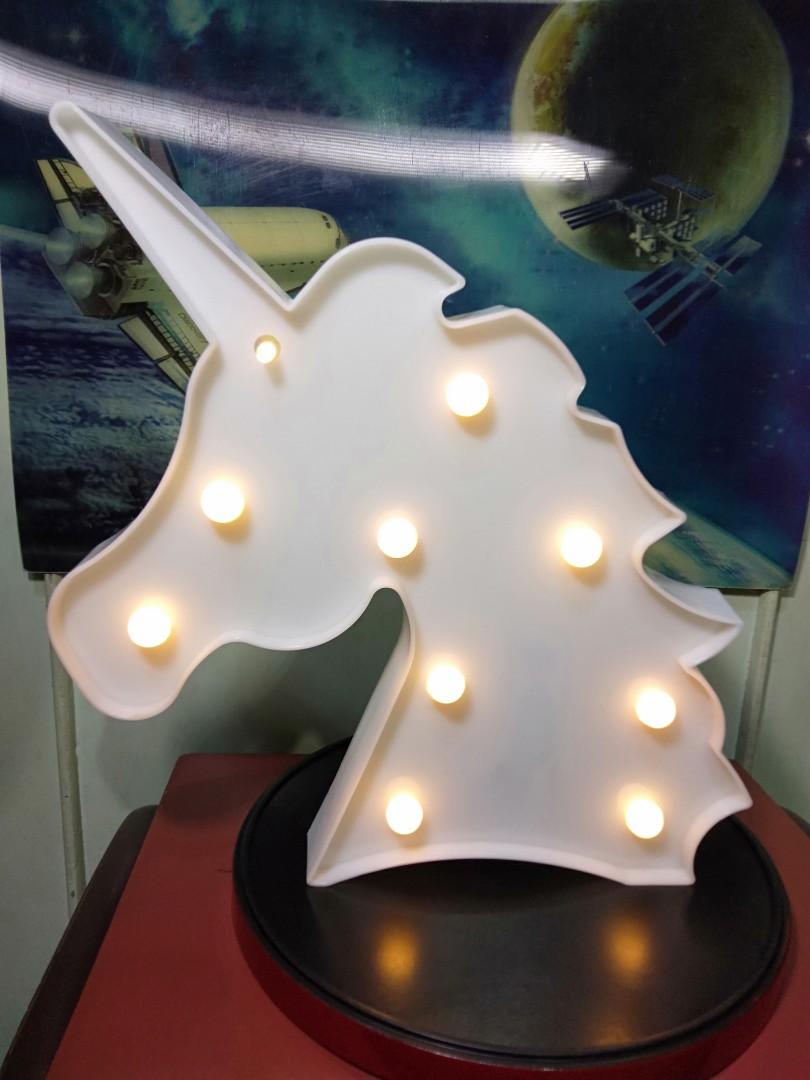 Unicorn Led Light Lamp From UK (Category: Lighting) located in Pasig City. Submitted by Unikko75 (Listing ID 1168357477, Image 2). Description: Unicorn Led Light Lamp From UK Brand New but with minor scratches due to storage . Can be use in Table , desk or hang it in the wall Battery Operated : 2 Pcs. Double A Batteries Batteries are not included. Size :. 10.25 Inches X 8 Inches Price : 450..