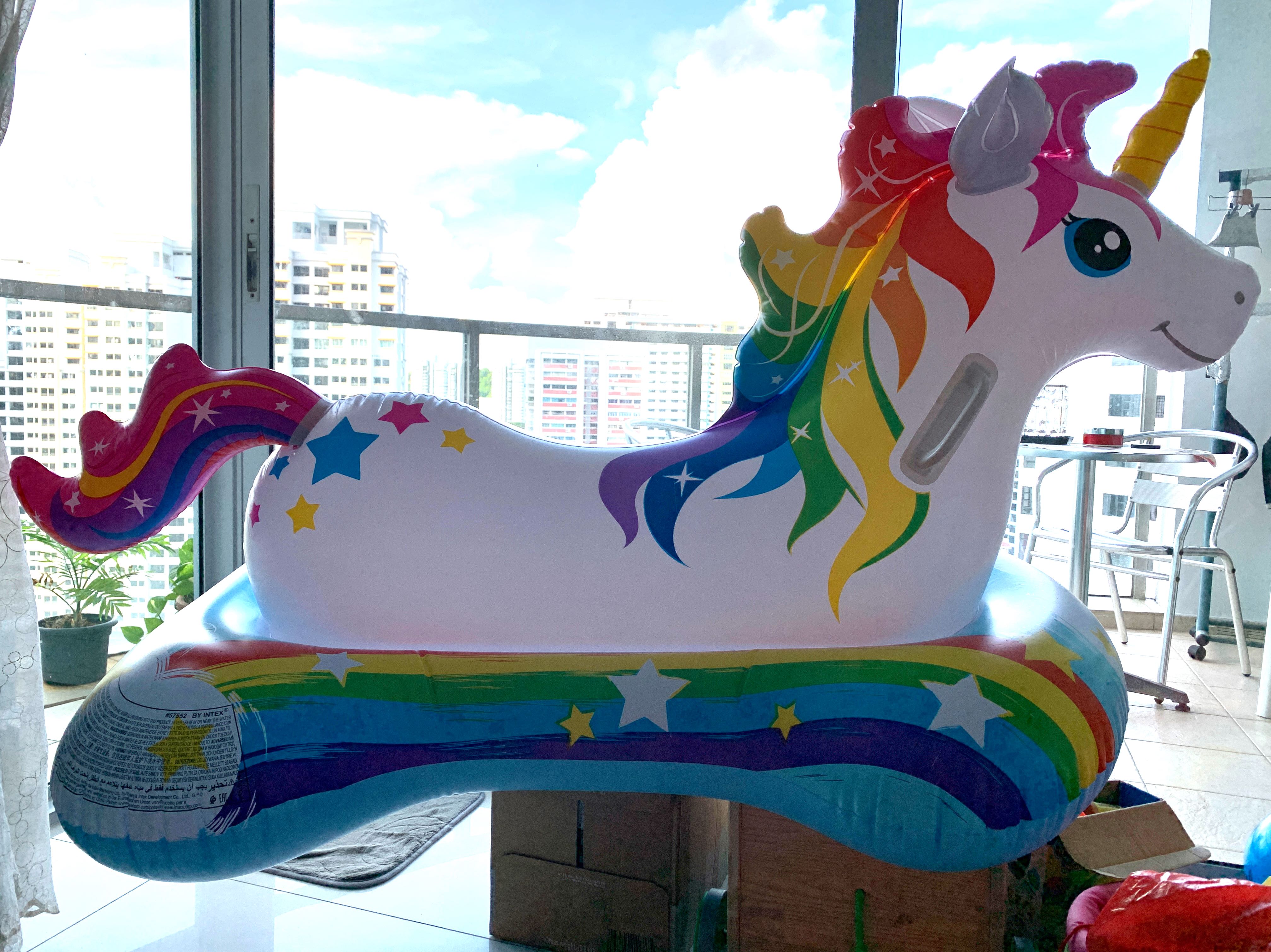 Intex unicorn ride on deals