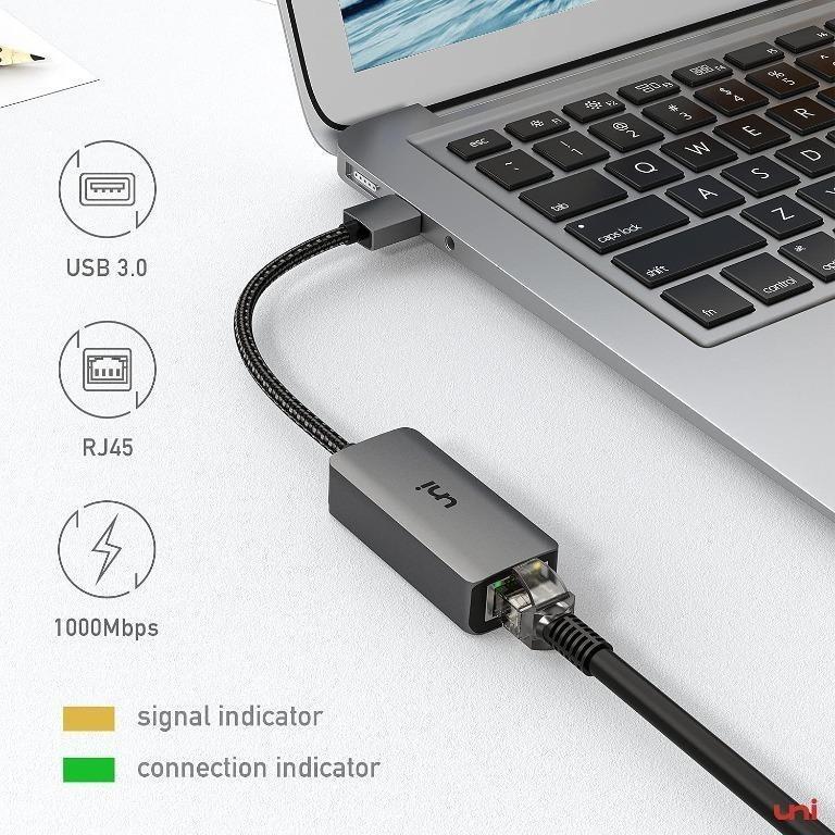 USB Adapter (Driver Free), uni [Slim, Aluminum, Nylon] USB 3.0