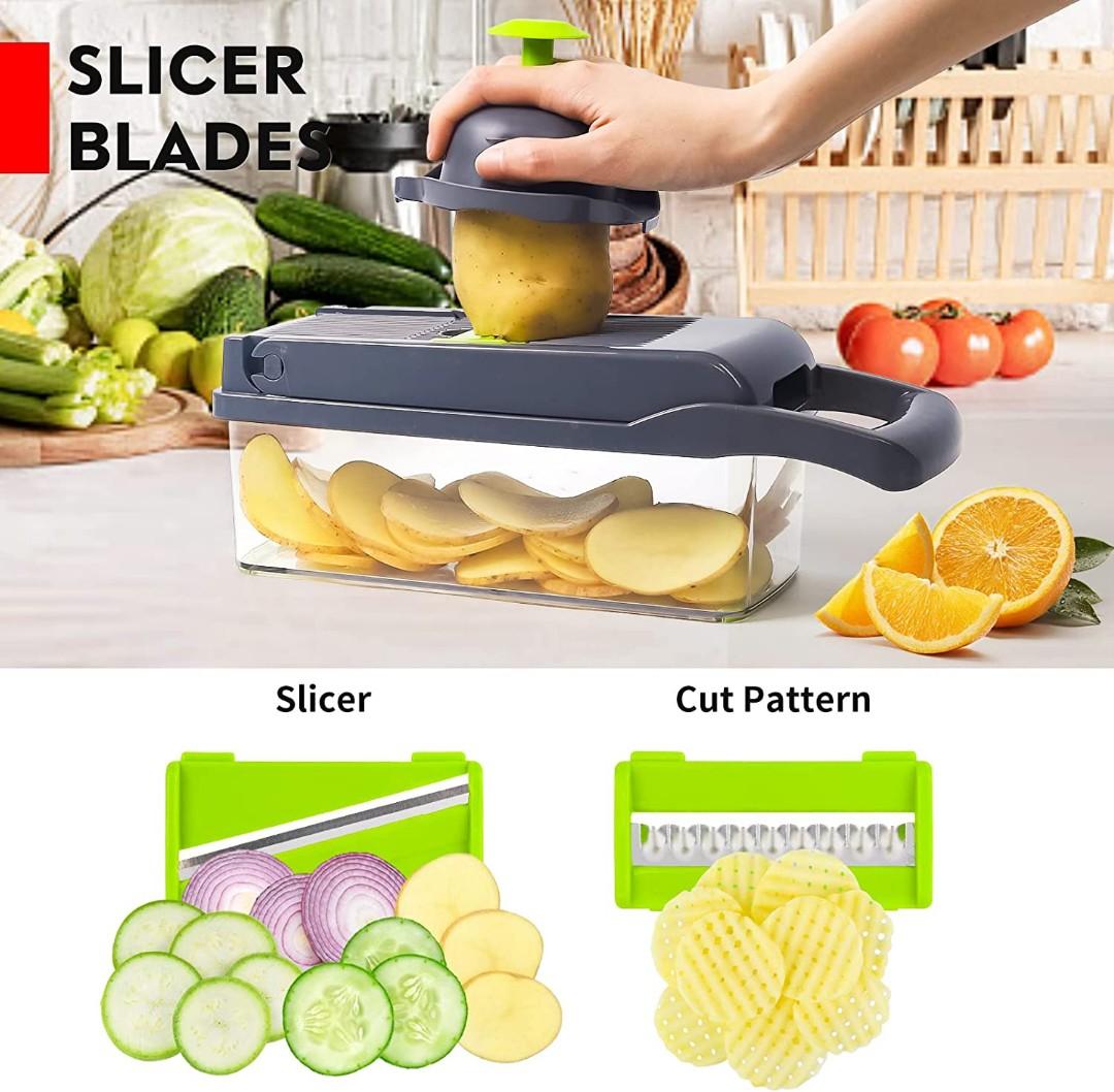 Vegetable Chopper, Pro Onion Chopper, Multifunctional 13 in Food Chopper, Kitchen  Vegetable Slicer Dicer Cutter,Veggie Chopper With Blades,Carrot and  Garlic Chopper With Container, 傢俬＆家居, 廚具和餐具, 刀和砧板-