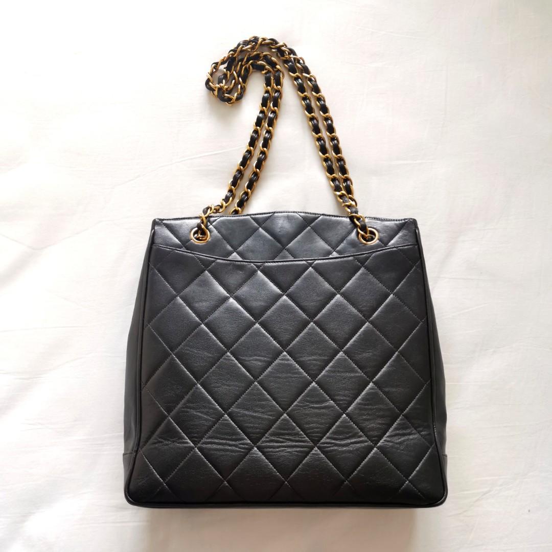 Vintage Chanel CC Lambskin shoulder tote bag, Luxury, Bags