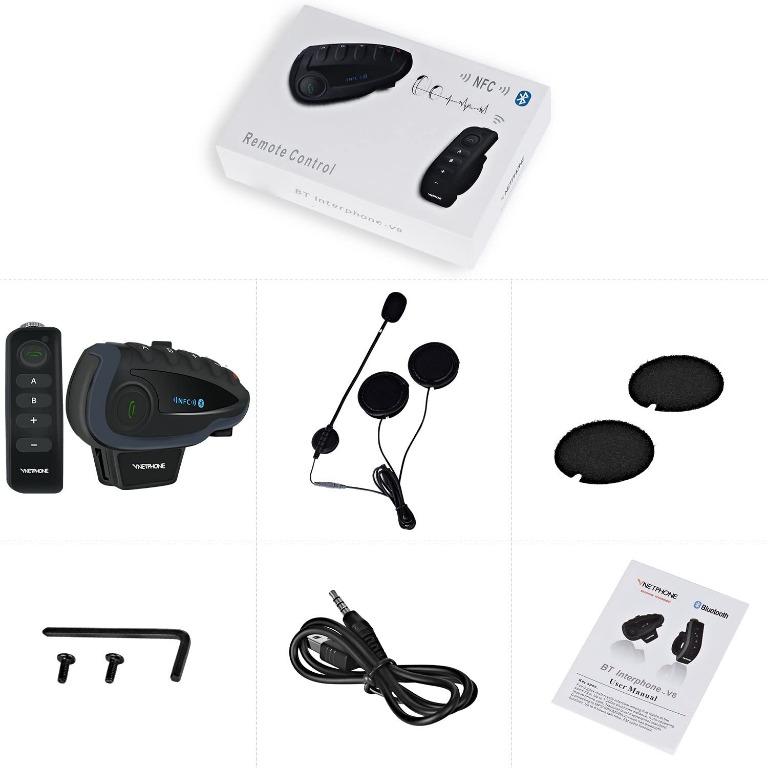 VNETPHONE V8 Motorcycle Helmet Bluetooth Intercom Communication