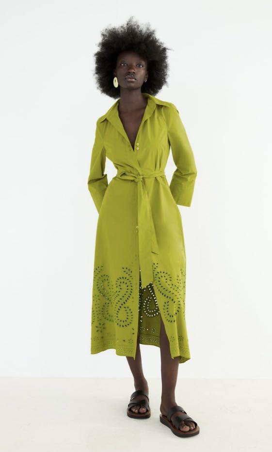 ZARA Embroidered Shirt Dress