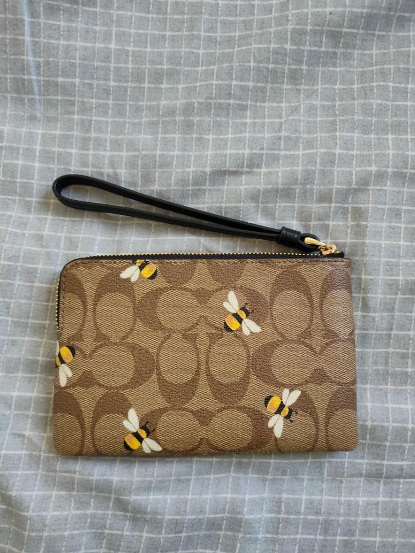 100% Authentic Coach Bee Mini Wristlet / Pouch, Luxury, Bags & Wallets on  Carousell