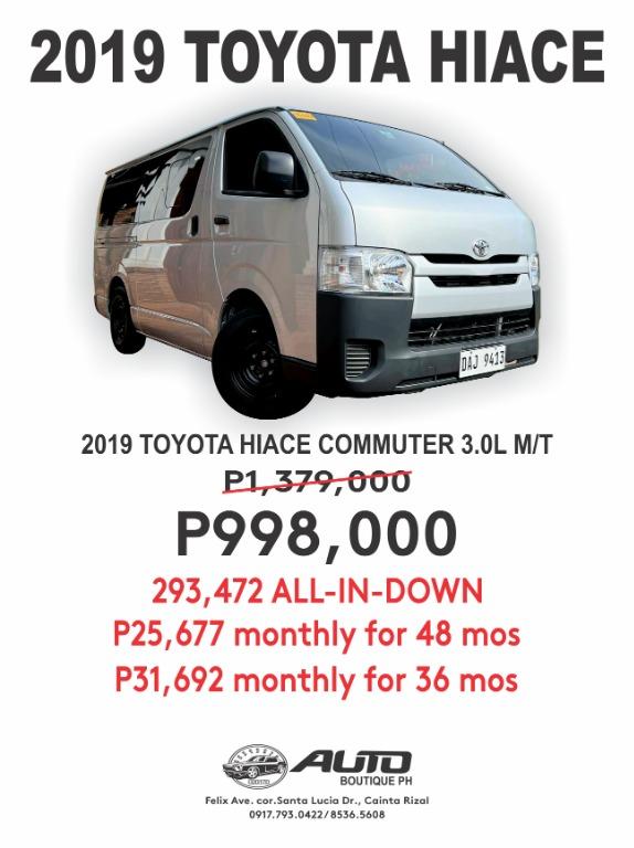Toyota hiace sale commuter price installment