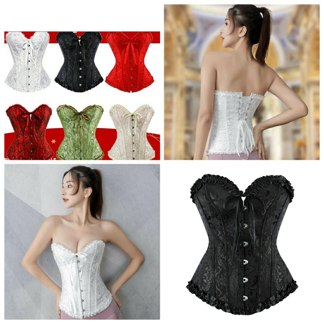 Ladies Rose Embroidery Corset Bustier Strapless Boned Waist Trainer  Shapewear