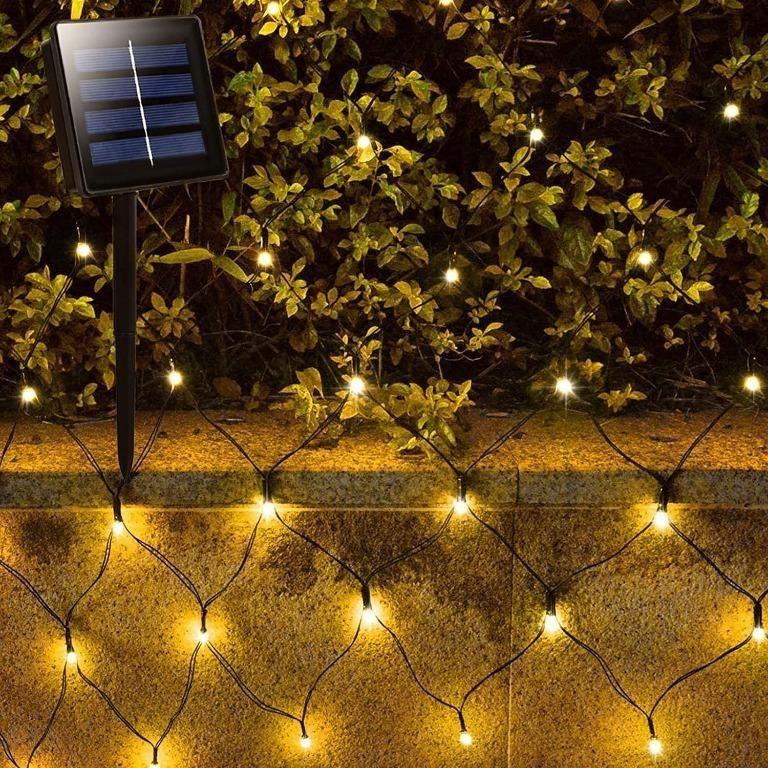 3m x 2m Solar Garden Net Lights String Outdoor Warm White, Auto On/Off