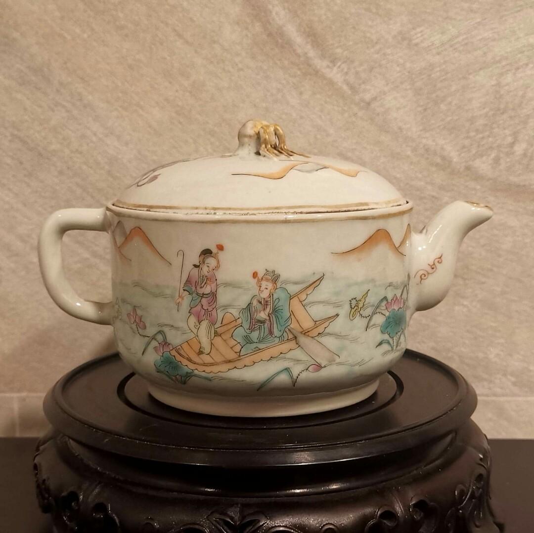 民國年代~ 粉彩人物故事茶壼, 興趣及遊戲, 收藏品及紀念品, 古董