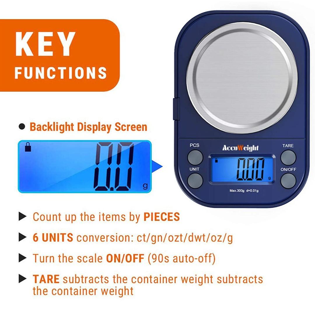 Digital Pocket Scale 3000g x 0.1g Jewelry Gram Scale Conversion Scale with  LCD Display for Food Jewelry Coffee
