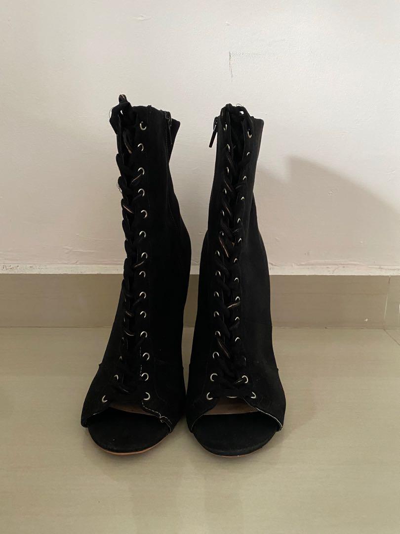 ALDO Black Lace Up w Zip Stiletto Heel Boots Women s Fashion