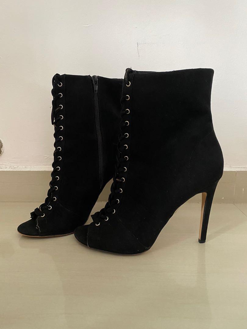 ALDO Black Lace Up w Zip Stiletto Heel Boots Women s Fashion