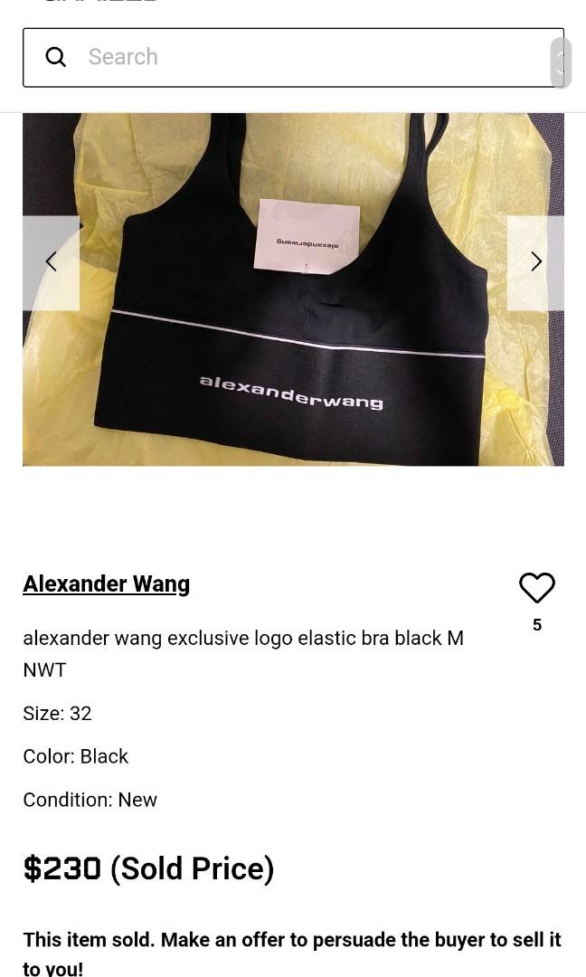 ALEXANDER WANG EXCLUSIVE LOGO ELASTIC BRA BLACK, Women's Fashion, Tops,  Others Tops on Carousell