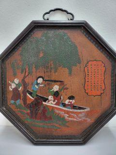 An Old Well Carved Lacquer ware Panel Painting. 雕漆画，雕工精美