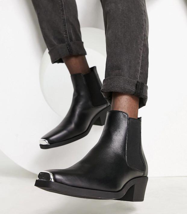 Asos Design Cuban Heel Chelsea Boots With Metal Hardware, Men'S Fashion,  Footwear, Boots On Carousell