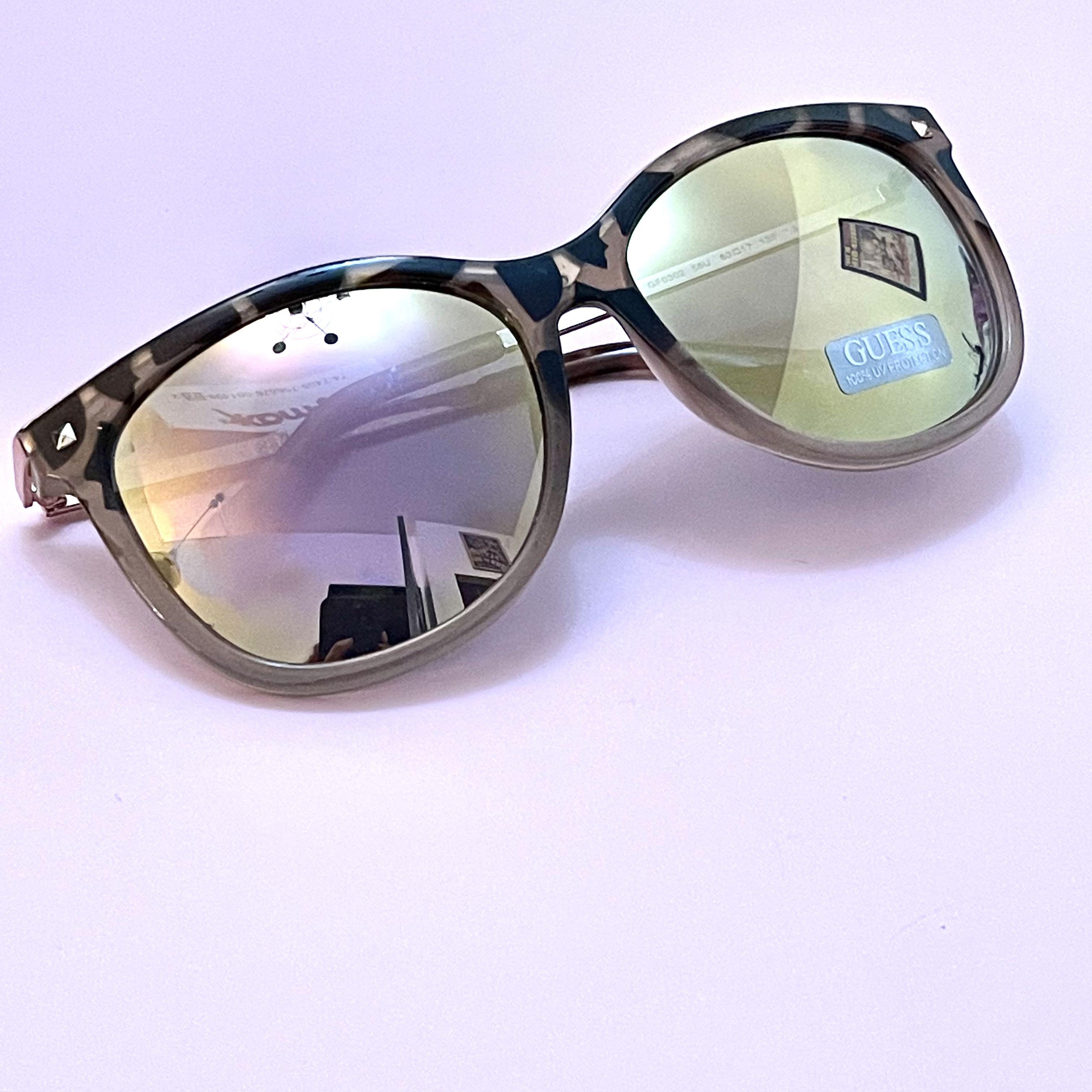Auth Brand New Guess Leopard Smokey Tortoise Mirror Butterfly