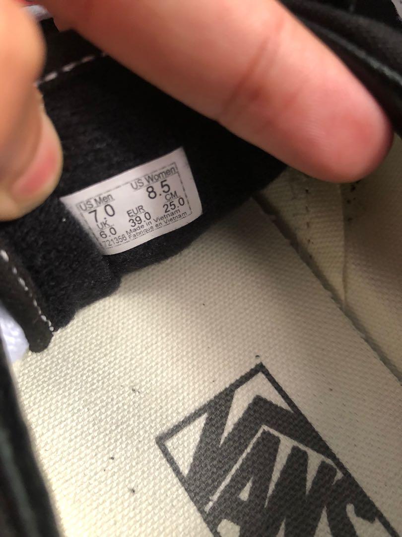 Vans old skool size tag discount