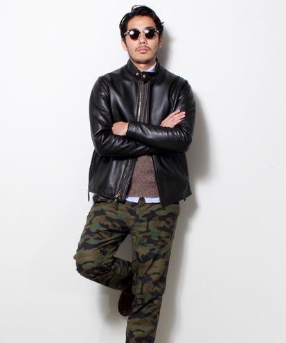 Beams plus biker leather jacket made in usa