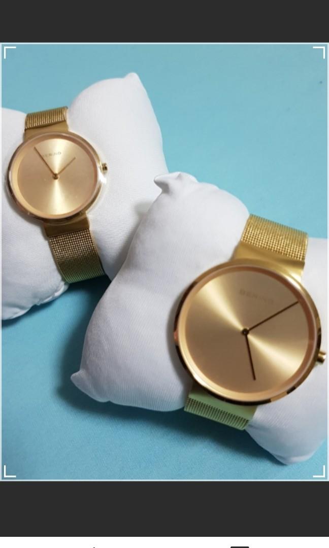 BERING Couple Gold Watch Set New