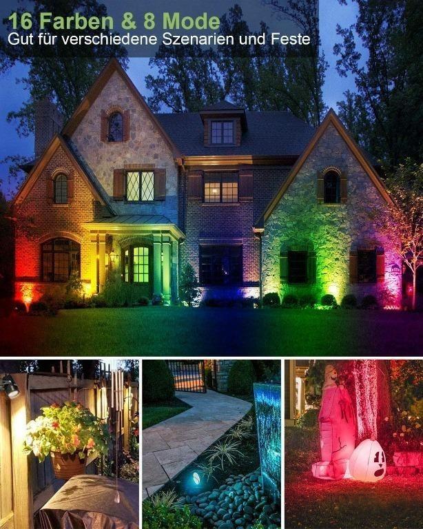 C3536] ECOWHO Garden lighting, pieces, 21 m RGB garden spotlight, LED  ground spike, 16 colours,