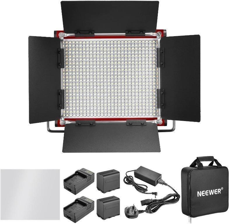 C7155] Neewer Dimmable Bi-color 660 LED Video Light with Rechargeable  6600mAh Battery and Charger Lighting Kit: 3200-5600K, CRI 96+ with U  Bracket and Barndoor for Camera Photo Studio YouTube Video Shooting,  Photography,