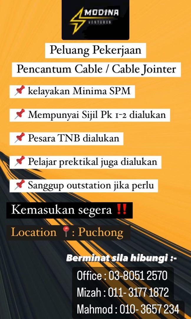 Cable jointer/ Pencantum Cable, Jobs, Fulltime, Others on Carousell