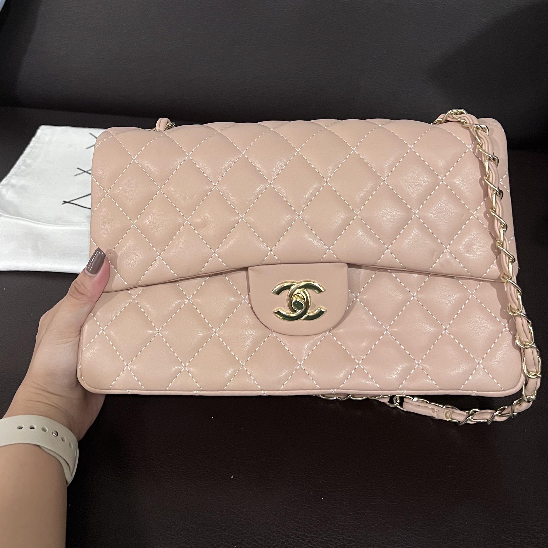Chanel Classic Medium Double Flap Bag In Pale Pink Caviar With Shiny Silver  Hardware SOLD