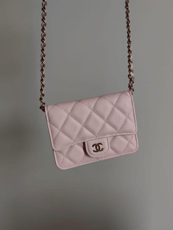 Chanel mini Wallet on chain in light pink Caviar, Women's Fashion, Bags & Wallets