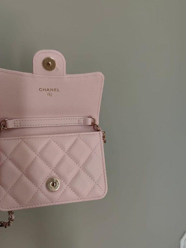 Chanel mini Wallet on chain in light pink Caviar, Women's Fashion, Bags & Wallets