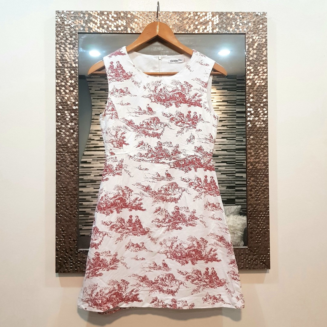 Christian Dior Toile De Jouy Pink ALine Dress, Women's Fashion