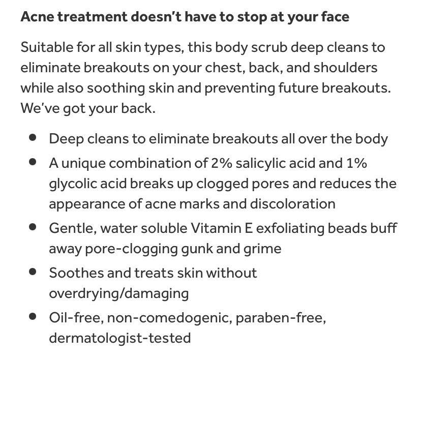 Differin Acne Clearing Body Scrub, Beauty & Personal Care, Bath & Body