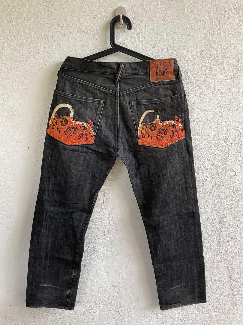 Evisu fire no.2 black jeans 32 selvedge levis samurai uniqlo muji zara dior rare