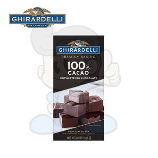 Ghirardelli Premium 100% Cacao Unsweetened Chocolate Baking Bar 4oz.