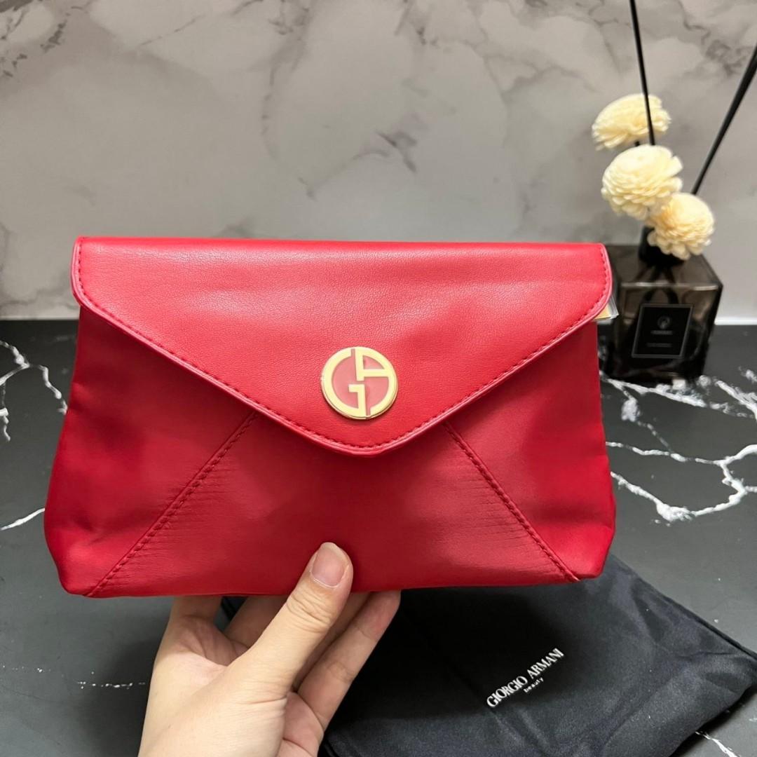 Authentic Giorgio Armani Red Cosmetic Pouch Makeup Bag Travel Organizer  Purse, Luxury, Bags & Wallets on Carousell