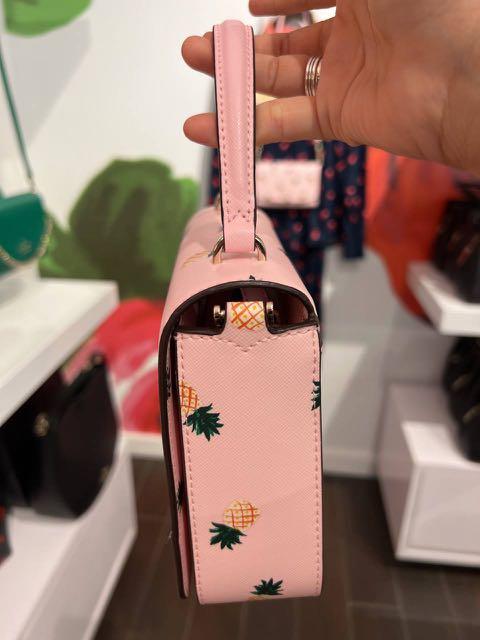 Kate Spade Colada Staci Pineapple Square Flap Crossbody Pink Multi + Card  Case 