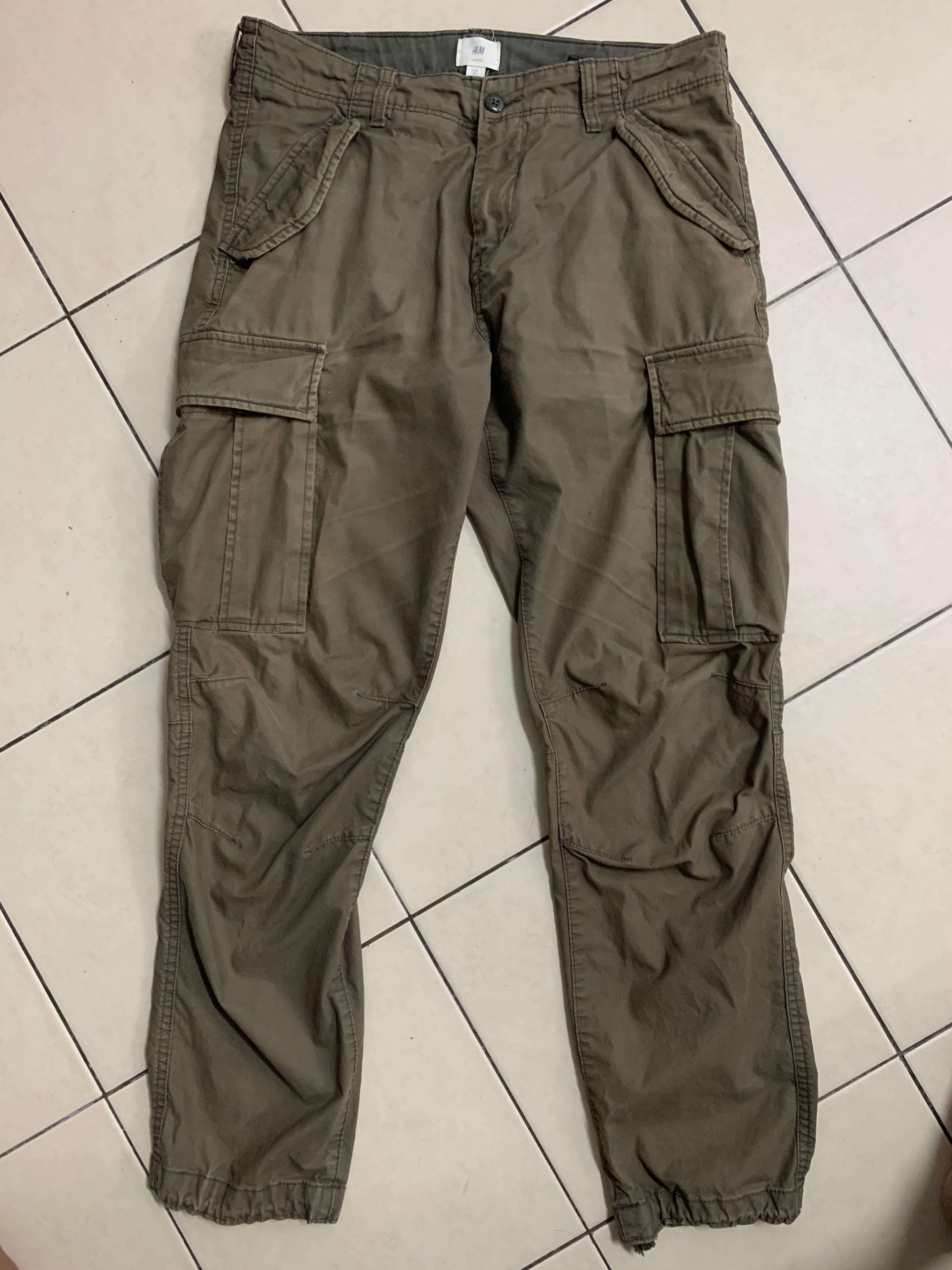 H&M cargo pants military, Men's Fashion, Bottoms, Trousers on Carousell