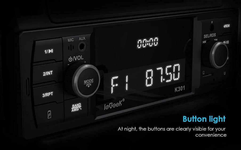 ieGeek RDS Car Radio Bluetooth 5.0, Handsfree Calling 7 LED Colors Car  Stereo & Clock, 4X60W FM Radio USB/AUX in/MP3/FLAC/WMA/WAV/SD/AM MP3 Player  Wireless Remote Control, 30 Radio Stations,1 DIN – BigaMart