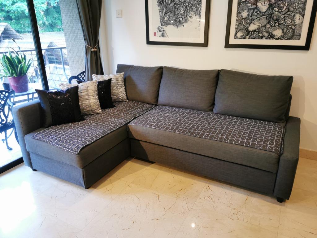 IKEA FRIHETEN Corner Sofa, Chaise Lounge & Double Bed In One with
